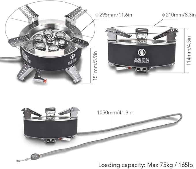 Bulin AirOka B18 18000W Titanium Alloy Portable Picnic Camping Stove Windproof Design Gas Cooking Burner with Piezo Ignition & Carry Case Collapsible Stove Burner for Outdoor Backpacking/Hiking/Picnic