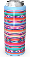 TILUCK Skinny Can Cooler for Slim Beer & Hard Seltzer, Stainless Steel, Doucle-Walled Stainless Steel Insulated Slim Cans, Standard 12 oz (Colorful Stripes)