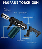Powerful Propane Torch with Detachable Design, Kitchen Blow Torch Gun with Adjustable Flame, Torch Burner Flamethrower for BBQ, Charcoal Lighter, Campfire, Weeding (Tank Not Included)