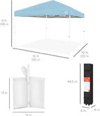 Best Choice Products 10x10ft Pop Up Canopy Tent, Outdoor Shade, 1 Person 1 Minute Set Up, Carry Case, 4 Weight Bags - French Blue/White