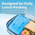 Kona 4 Pack Slim Ice Packs for Lunch Boxes & Coolers – Reusable, Quick Freeze, Space Saving Freezer Packs – Small Thin Cold Packs (Blue)