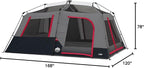 CORE 10 Person Instant Cabin Tent with LED Lights | Lighted Pop Up Camping Tent with Easy 2 Minute Camp Setup | Portable Large Family Cabin Multi Room Tents for Camping