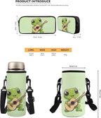 Frog Backpack Set for School with Lunch Box and Water Bottle Bag Kids Travel Backpack Boys Kindergarten Elementary Middle Lightweight Camping Travel Mochilas Escolares Para Niños