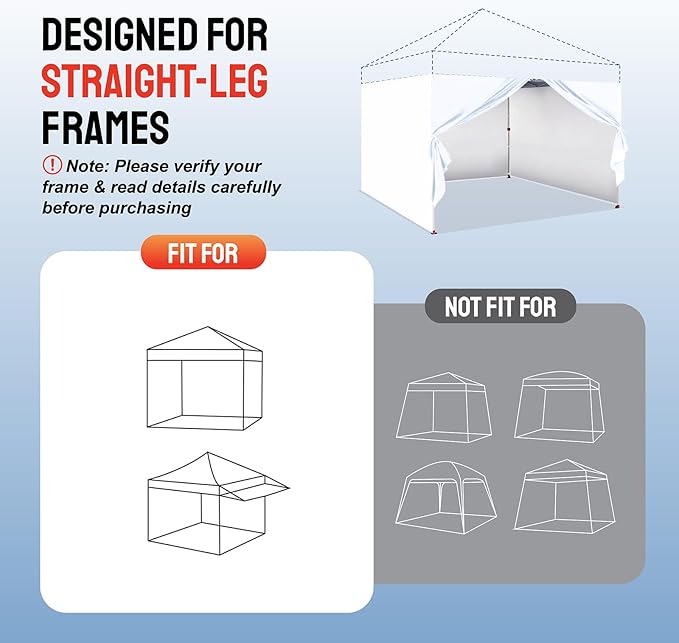 CROWN SHADES 10x10 Canopy Sidewalls (4pck) - Canopy Walls 10x10, Sidewalls for Canopy - Canopy Cover, Canopy Accessories, White
