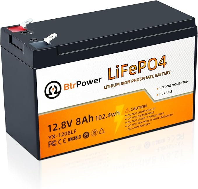12V 8Ah Lithium LiFePO4 Battery|5000+ Deep Cycle LiFePO4 Battery|with 10A BMS|fit for Camper, Lights, Power Wheels, Fish Finder and Solar System Application