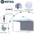MASTERCANOPY Durable Pop-up Canopy Tent with 1 Sidewall (6.6'x6.6',White)
