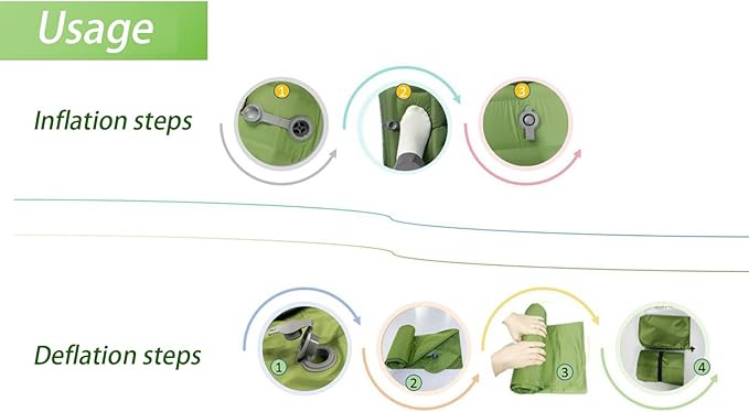 Compact Camping Sleep Pad - Self-Inflating Air Mattress for Backpacking, Hiking Trips, Portable Waterproof 40D Nylon TPU Bed Mat Outdoor Gear