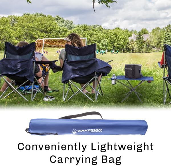 Camp Table - Outdoor Folding Table with 4 Cupholders and Carrying Bag for Camping, Beach, Picnic, Sporting Events, and More by Wakeman Outdoors | Outdoor, 4 Cupholders, Carrying Bag, Camping, Beach, Picnic