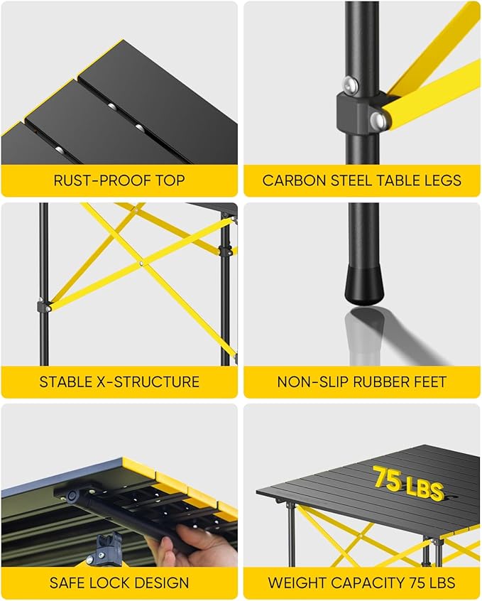 FanttikOutdoor Zeta V11 Pro Camping Table, Portable & Lightweight Folding Roll Up Table with Carry Bag, Ideal for Camping, BBQ, Picnic, Party, Outdoor Dining, Large