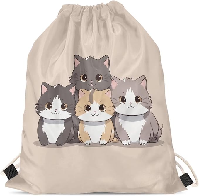 Upetstory Cute Cat Drawstring Backpack Sports Gymsac Drawstring Bag Gym Sack Daily Rucksack String Cinch Sackpack Lightweight Storage Pouch for Travel Hiking Swimming
