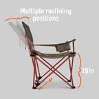 Kelty Deluxe Lounge Chair – Folding Outdoor Camp Chair, Insulated Cupholders, Customized Recline, Steel Frame, Padded Roll Storage, 2024 (Deep Lake)