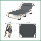 Folding Camping Cot for Adluts, Portable Lightweight Camping Bed with Pillow,4-Position Adjustable Backrest with Strong Steel Frame,Indoor Outdoor Recliner Chair for Home,Office,Outdoor (Style -1)