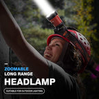 BORUIT B13 Headlamp Rechargeable, LED Super Bright Head Lights for Forehead, 90° Adjustable, 4 Modes Battery Powered Head Lamp, IPX4 Waterproof