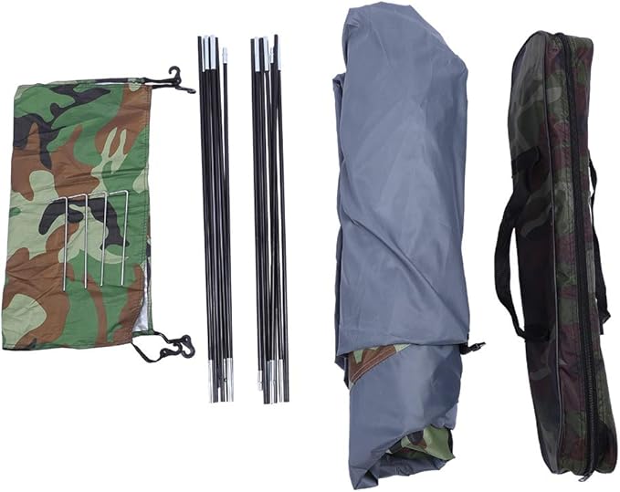 Camouflage 4 Person Camping Dome Tent, Pop-Up Tent with 180T Silver Coated Polyester, Waterproof Nylon Oxford, Fiberglass Poles, for Outdoor Hiking, Fishing, and Camping