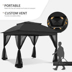 COOS BAY 11x11 Pop Up Gazebo with Mesh Netting, Instant Outdoor Canopy Tent, Water Resistant Shelter with UPF 50+ UV Protection, 121 Sq Ft Coverage, Black