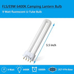 (2PACK) FLS/E9W Fluorescent Bulb,Replacement for Camping Lantern Bulb,4 Pin 2G7 Base,5.5 inch Special Size,6400K