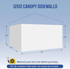 CROWN SHADES 12x12 Canopy Sidewalls (4pck) - Side Walls 12x12, Sidewalls for Canopy - Canopy Cover, Tent Accessories, White