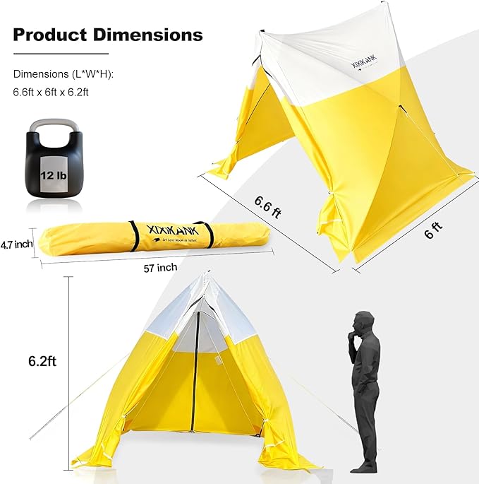Instant Pop-Up Emergency Shelter, 30-Second Setup All-Weather Work Tent for Disaster Relief, First Aid, Outdoor Survival & Worksites, Waterproof & Windproof 6.6ft x 6ft x 6.2ft