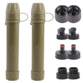 2 Pack Survival Water Filter Straw for Hiking & Camping, 2025 Personal Portable Water Purifier, 3000L Long Life, Includes Bottle & Hydration Bladder Adapters (2, Dune Brown, 3x3x19.3cm)