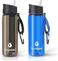 SurviMate Purified Water Bottle for Camping, Hiking, Backpacking and Travel, BPA Free with 5-Stage Intergrated Filter Straw