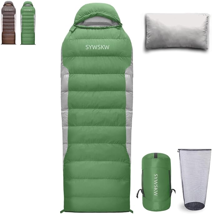 Ultralight Down Sleeping Bag with Pillow, 15F 32F 45F Sleeping Bag for Women,Men,Youth Backpacking,Hiking and Camping Outdoor with YKK Two-Way Zipper 680 FP Down