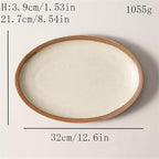Camping Plates Oval Ceramic Dinner Plate Household Salad Plate Ceramic Tableware Restaurant Kitchen Appetizer Plate Dessert Plate Decorative Plate(Large)