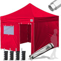 Eurmax USA Professional Pop up Canopy Wedding Party Tent Instant Outdoor Gazebo with Side Walls Aluminum Frame Commercial Grade Bonus Roller Bag(Red)