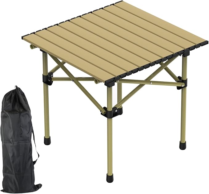Folding Camping Table, Portable Lightweight Carbon Steel Roll-up Picnic Table BBQ Desk with Carry Bag Heavy Duty for Outdoor Beach Camping Picnic Backyard Party Patio BBQ Fishing