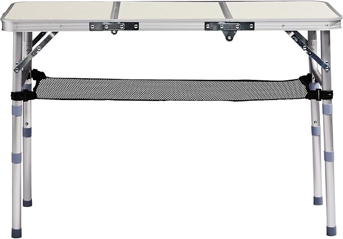 Folding Camping Table, Aluminum Folding Table with Carrying Handle, Lightweight, Portable Camping Table Waterproof for Outdoor Indoor Picnic Beach BBQ (White, 3ft)