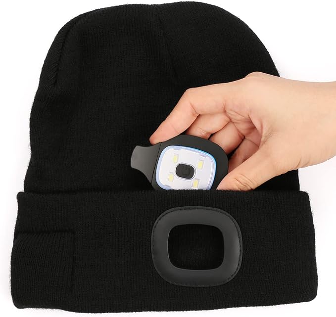 Wmcaps USB Rechargeable Light for LED Beanie, Lighting Modes Hands Free Flashlight, Easy Install Quick Replaceable Headlamp