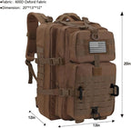 MOLLE Assault Backpack, Tactical Backpack Military Army Camping Rucksack, 3-Day Pack Trip w/USA Flag Patch, D-Rings, Dark Brown