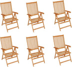 Patio Chairs 6 pcs,Outdoor Folding Chair,Lounge Chair,Portable Camping Chair,Tanning Chairs for Outside,Garden Chair,for Outdoor Patio, Campsite, or Yard, with Cream Cushions Solid Teak Wood