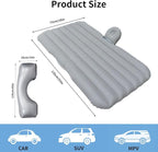 Car Air Mattress, Inflatable SUV Truck Camping Mattress for Back Seat, Thickened Travel Car Bed Sleeping Pad with Inflatable Pier Air Pump 2 Pillows (Grey)