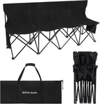 G GOOD GAIN Portable Soccer Bench - Team Bench Soccer 4 Seats with Bag, Sideline Folding Bench, Folded Chair Seating 4 for Football Camp Outdoor Sport Events, Team Chairs for Adults, Black