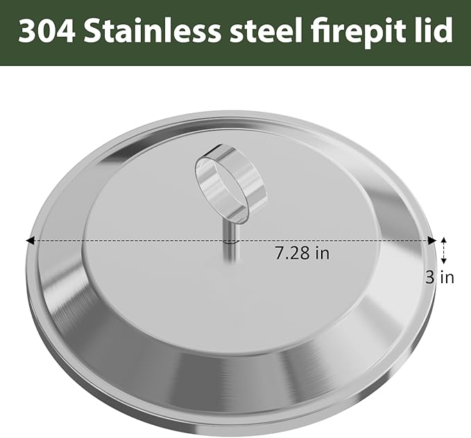 Tabletop Fire Pit Lid for Solo Stove Mesa XL 7", Portable Fire Pit Cover with Heat Resistant Handle, 304 Stainless Steel Mini Camping Stove Accessories for Prevent Hand Burns