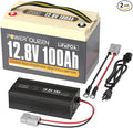 Power Queen 12.8V 100Ah LiFePO4 Battery with 14.6V 20A LiFePO4 Battery Charger; Built-in 100A BMS, 1280Wh Lithium Battery 15000+ Cycles, Perfect for RV, Trailer, Camping, Solar System