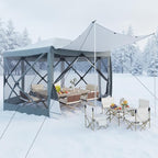 COBIZI 12x12FT Pop Up Gazebo Screen Tent Screen House for Camping, Camping Outdoor Screened Gazebo with Sidewalls, Portable Hub Tent Instant Screened Canopy with Carrying Bag and Ground Stakes, Gray