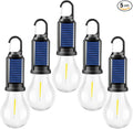 MODOAO Led Tent Lights 5 Pack Camping Lantern USB Rechargeable Solar Tent Lights,Outdoor Hanging Light Bulbs with Clip Hook 3 Mode Lighting Warm White