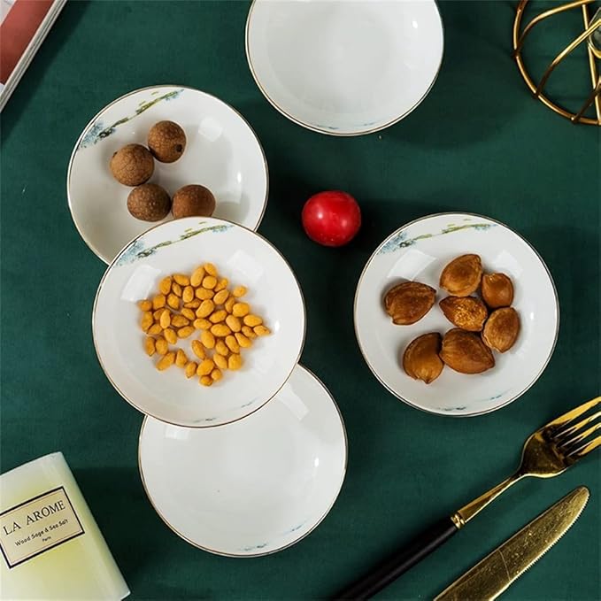 Retro Household Bone Porcelain Tableware Dishes Dishes and Chopsticks Set