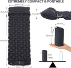 Sleeping Pad, 40D Nylon Camping Mat with Pillow, Built-in Foot Pump Inflatable Sleeping Mat Compact, Portable Waterproof Air Mattress for Outdoor Camping Hiking Backpacking, Single (Gray)