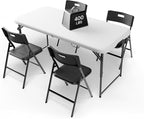4FT Folding Table Set with 4 Chairs – Heavy-Duty 400 lb Table & 330 lb Chairs, Dual-Height Adjustment, Portable Folding Furniture Set for Camping, Parties, Indoor & Outdoor Use