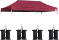 Eurmax USA 10x20 Pop Up Canopy Replacement Canopy Tent Top Cover, Instant Canopy Top Cover ONLY, Choose 30 Colors,Bonus 4PC Pack Weight Bag (10x20, Burgundy)