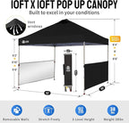 CROWN SHADES 10x10 Pop up Canopy Tent Instant Canopy with 150D Silver Coated Fabric Including 2 Half Sidewalls, 4 Ropes, 8 Stakes, 4 Weight Bags, STO 'N Go Bag, Black