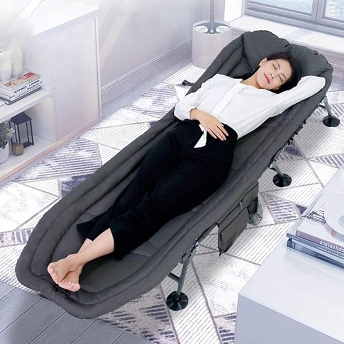 Portable Folding Bed 5-Position Adjustable Backrest Cots for Camping Load 264lbs Folding Camping Bed Reclining Chaise