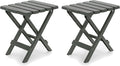 Camco Adirondack Portable Outdoor Camping Small Weatherproof Rustproof Durable Plastic Folding Side Table for Indoor and Outdoor Use, Sage (2 Pack)