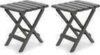 Camco Adirondack Portable Outdoor Camping Small Weatherproof Rustproof Durable Plastic Folding Side Table for Indoor and Outdoor Use, Sage (2 Pack)