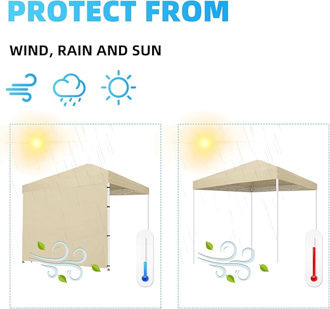 Joramoy Instant Canopy Sidewall 10×10 for Pop Up Tent, Waterproof Sunwall for Straight Leg Canopy with UV Protection, 1 Pack Side Panels Only(10×10, Beige)