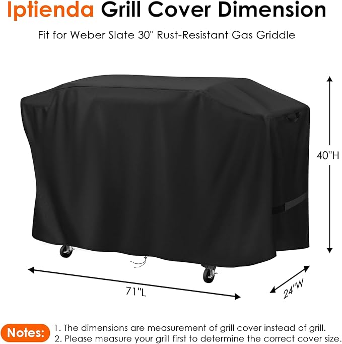 Grill Cover for Weber Slate 30" Griddle, 71inch Outdoor Grill Cover Waterproof for Weber Slate 3400119 Accessories for Flat Top Gas Griddle 1500014-71" L x 24" W x 40" H
