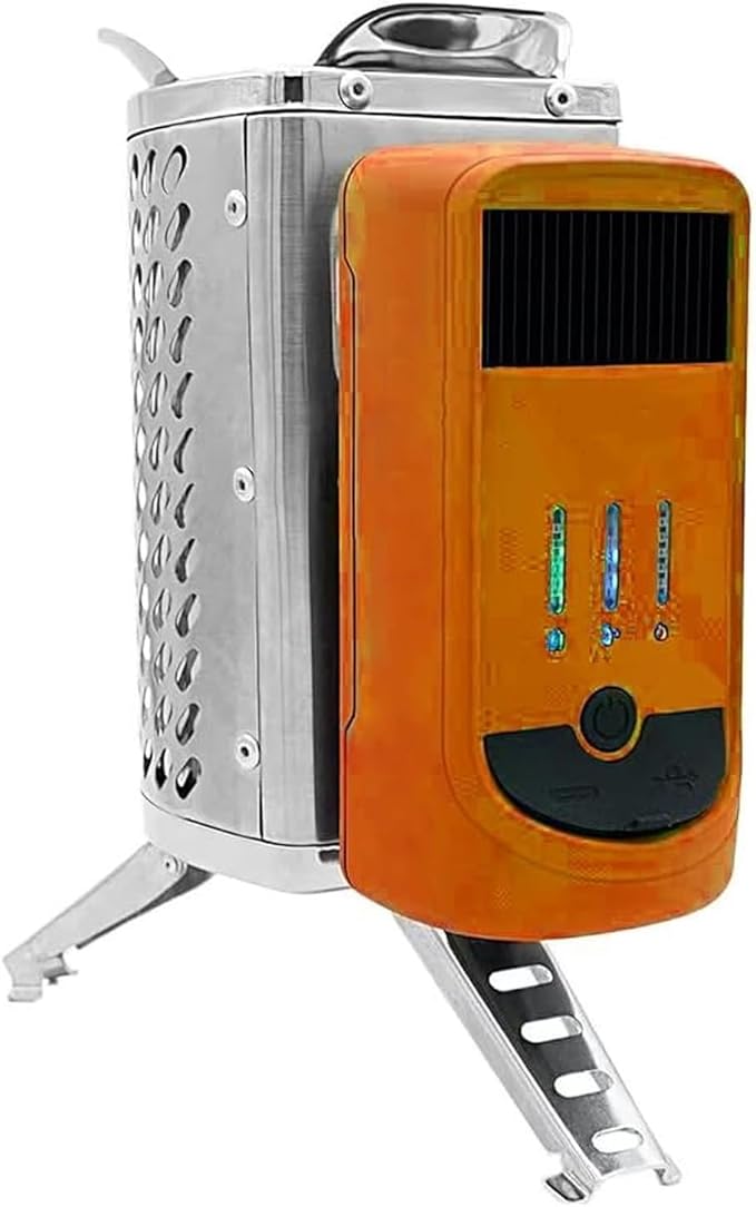 Wood Burning Electricity Generating USB Charging Camping Stove for Outdoor Adventures(Orange)