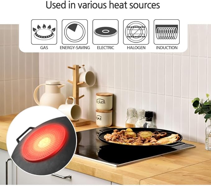 Korean BBQ 3 IH Griddle Grill Pan with Bag, Nonstick Coating, All Stove(Gas, Electric & Induction),Indoor Outdoor Griddle(16in)